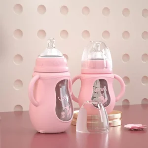 Silicone Sleeve Glass Feeding Bottle