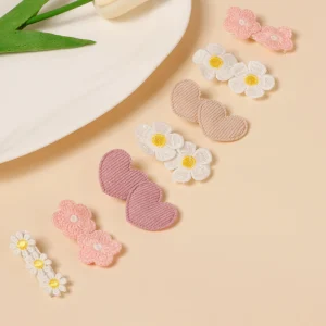 Embroidered Floral Baby Barrettes Set